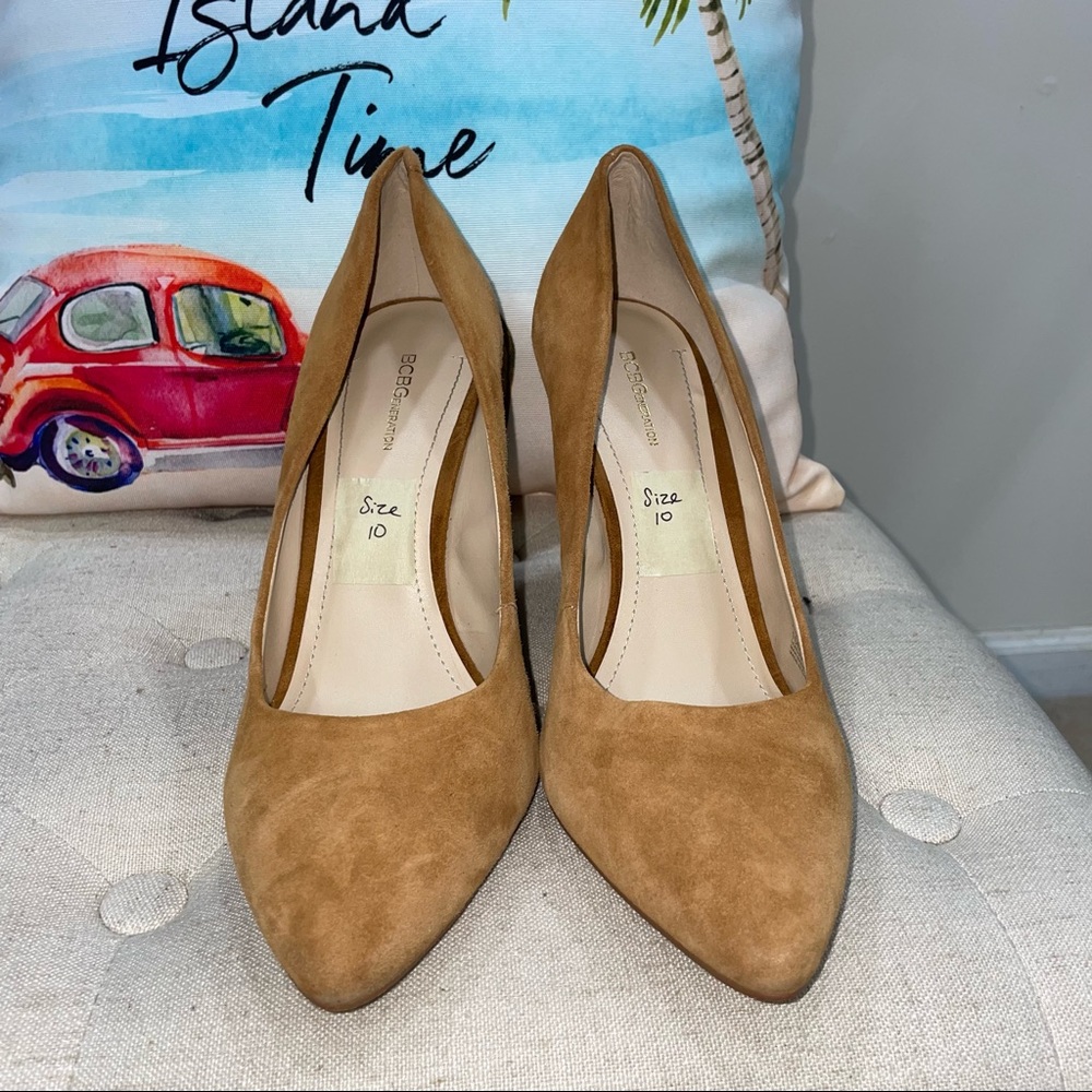 Bcbgeneration Clarice Suede Camel Tan Block Heel … - image 4